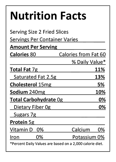Applewood Smoked Sliced Bacon Nutrition Facts