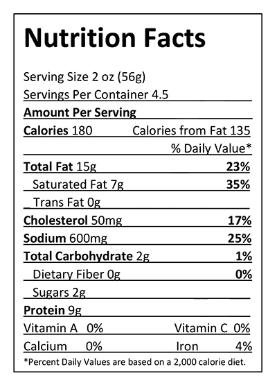 Schweigert Meats Cervelat Summer Sausage Nutrition Facts