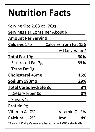 Schweigert Meats Smoked Sausage Nutrition Facts