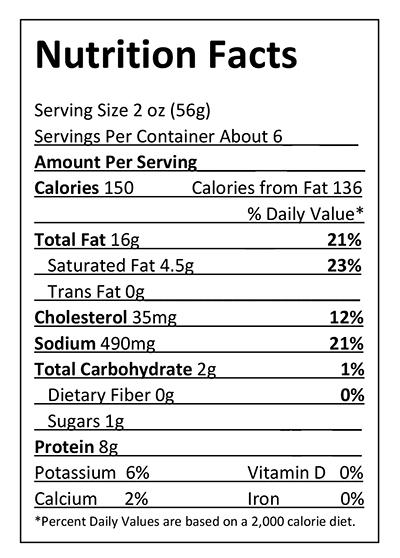 Schweigert Meats Smoked Sausage with Cheddar Nutrition Facts