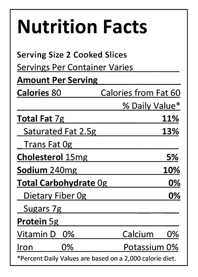 Schweigert Meats Applewood Smoked Bacon Ends & Pieces Nutrition Facts