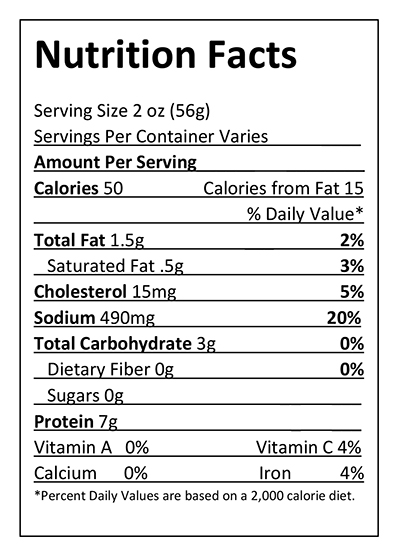 Bakalars Jellied Beef Nutrition Facts