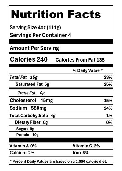 Schweigert Meats Dry Cured Artisan Bacon Nutrition Facts