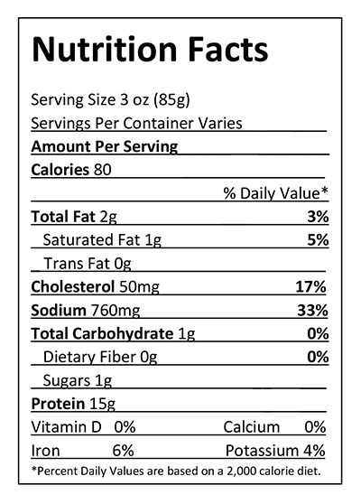 Bakalars Large Boneless Ham Steak Nutrition Facts