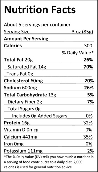 Elliott's Hand Breaded Garlic Cheese Curds Nutrition Facts