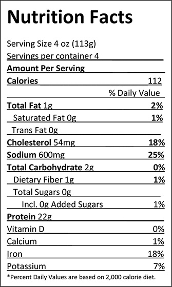  Elliot's Street Tacos Diced Marinated Chicken Nutrition Facts