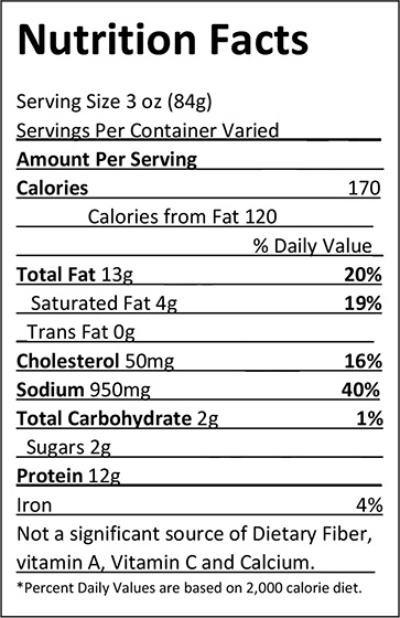 Elliott's Bone In Ham Steaks Nutrition Facts