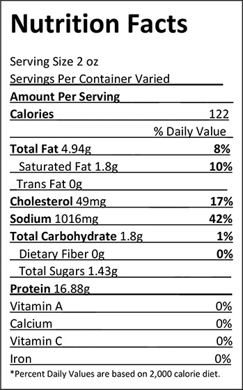  Elliot's Canadian Style Bacon Nutrition Facts