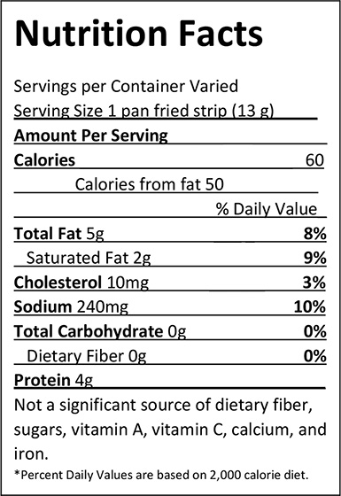 Elliott's Butcher Cut Hickory Smoked Thick Sliced Bacon Nutrition Facts