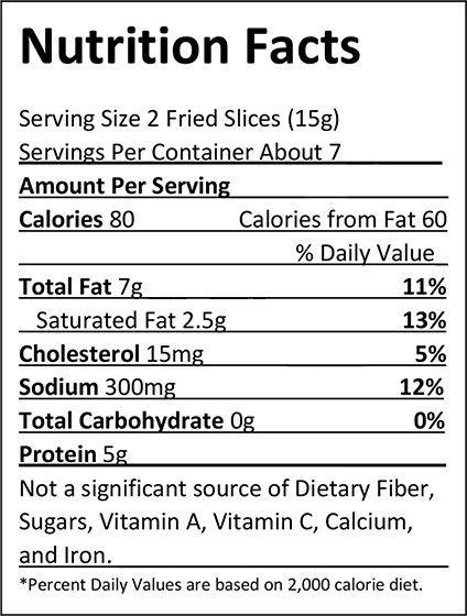 Elliott's Smoked Thick Sliced Bacon Nutrition Facts