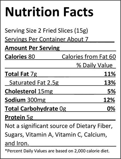 Elliott's Applewood Smoked Thick Sliced Bacon Nutrition Facts