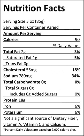 Elliott's Mini Bone In Half Ham Nutrition Facts