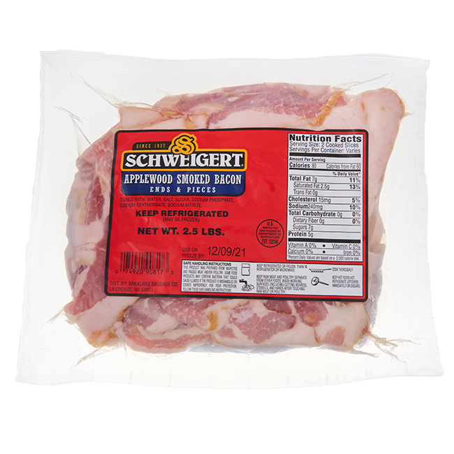 Schweigert Meats 40 oz. Applewood Smoked Bacon Ends and Pieces