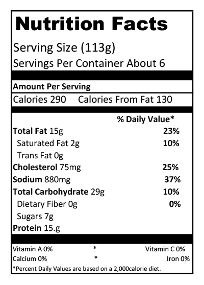 Schweigert Meats Chicken Strips Nutrition Facts