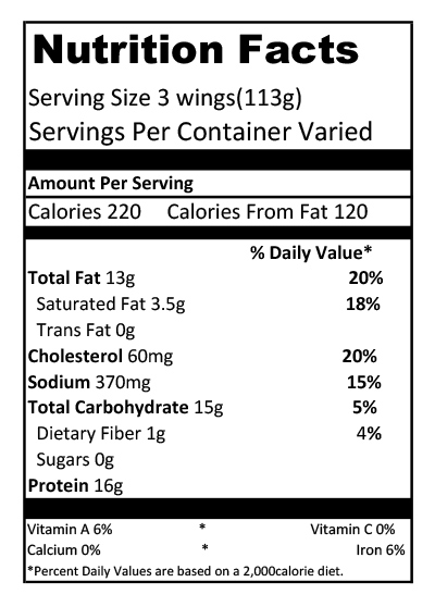 Schweigert Meats Buffalo Style Chicken Wings - 32 oz. Nutrition Facts